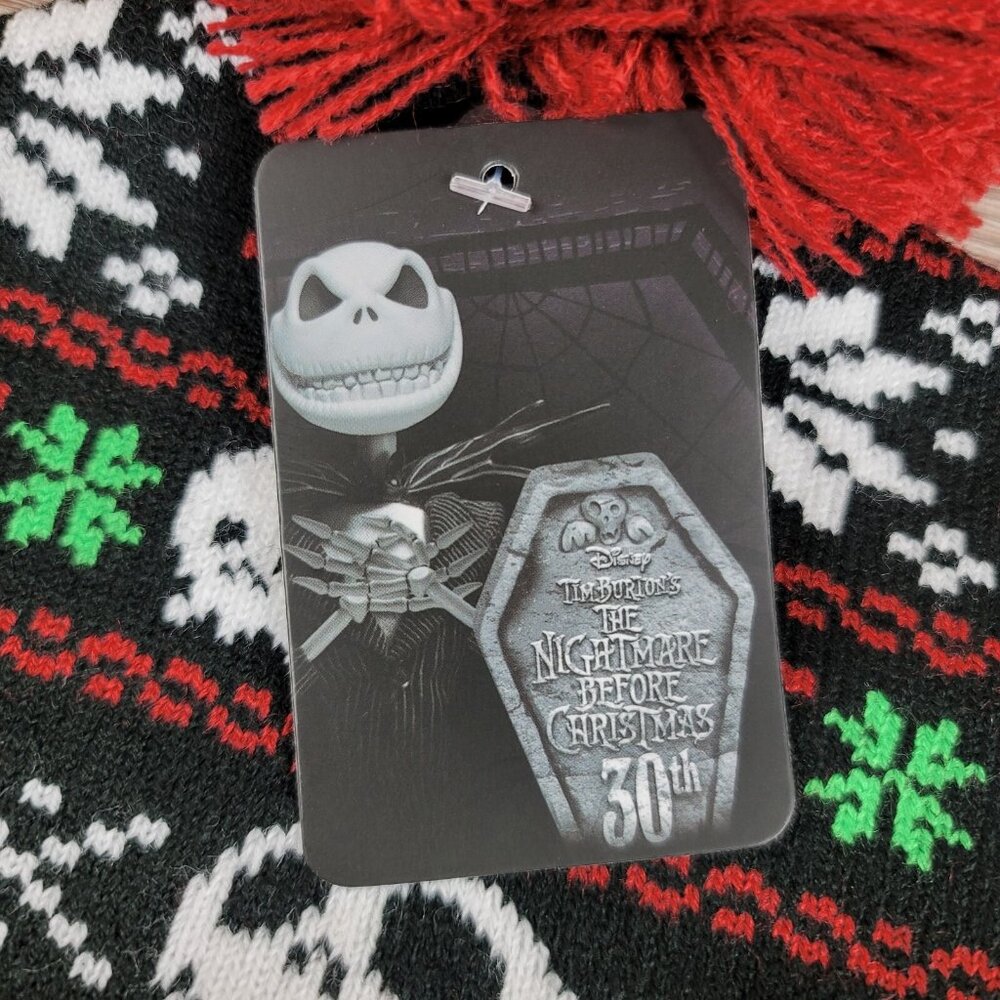 NEW Nightmare Before Christmas Pom Beanie Hat Jack Skellington Knit Winter Cap - Picture 2 of 3